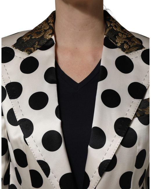 Dolce & Gabbana Black White Brocade Polka