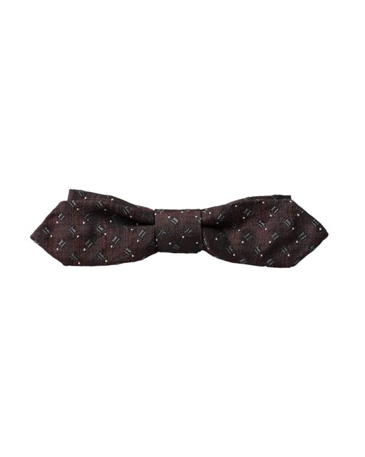 Dolce & Gabbana White Silk Patterned Adjustable Neck Papillon Bow Tie for men