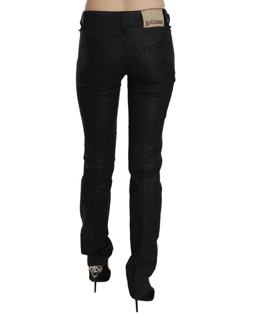 John Galliano Black Swan Floral Embroidered Mid Waist Skinny Denim Jeans