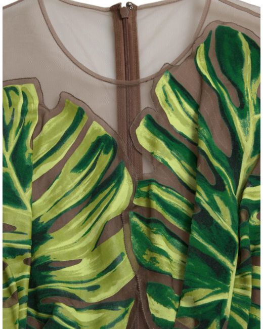 Dolce & Gabbana Green Banana Leaf Sleeveless Long Maxi Dress