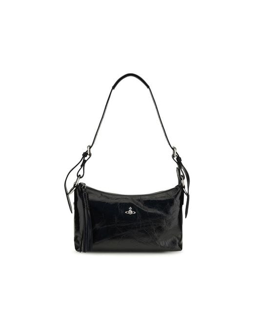 Vivienne Westwood Black Calf Leather Bos Taurus Shoulder Bag