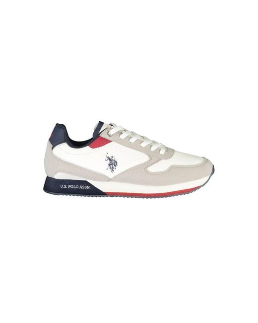 U.S. POLO ASSN. White Sleek Sneakers With Contrast Detailing for men