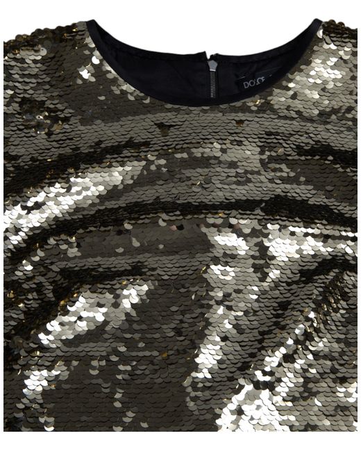 Dolce & Gabbana Multicolor Silver Sequined Nylon Sheath Sleeveless Mini Dress