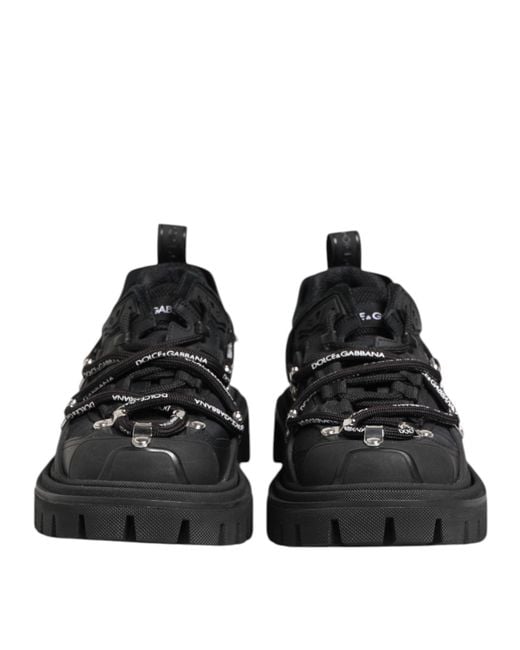 Dolce & Gabbana Black Low Top Lace Up Trekking Sneakers Shoes for men