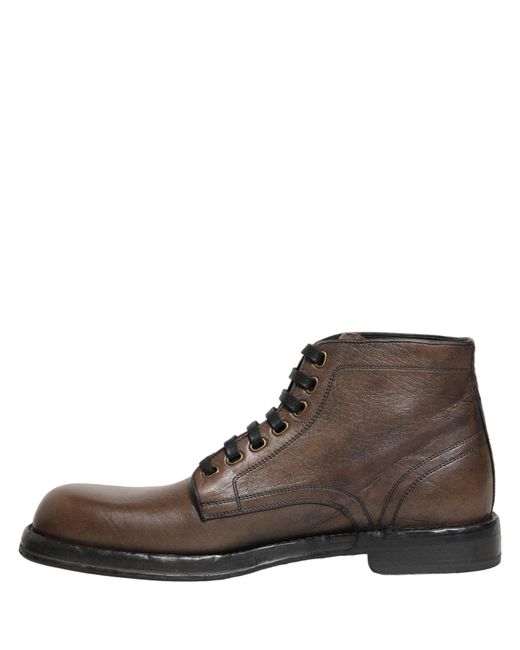 Dolce & Gabbana Brown Perugino Leather Men Ankle Boots Shoes for men