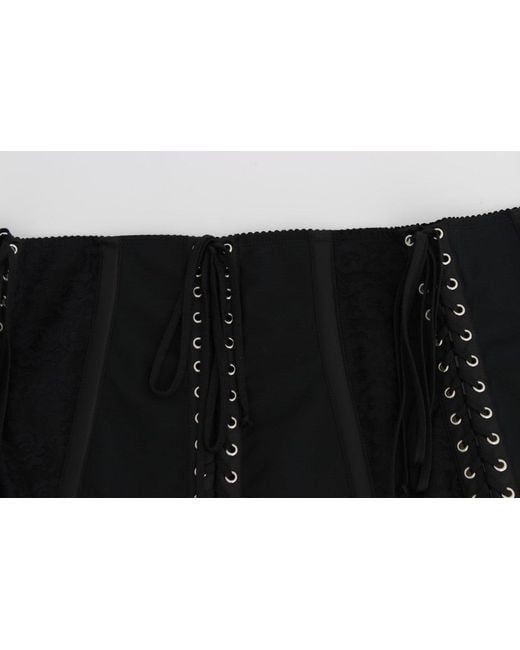 Dolce & Gabbana Black Stretch Corset Waist Strap Belt
