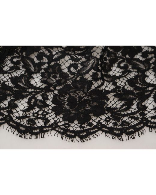 Dolce & Gabbana Black Elegant Floral Lace Shift Dres
