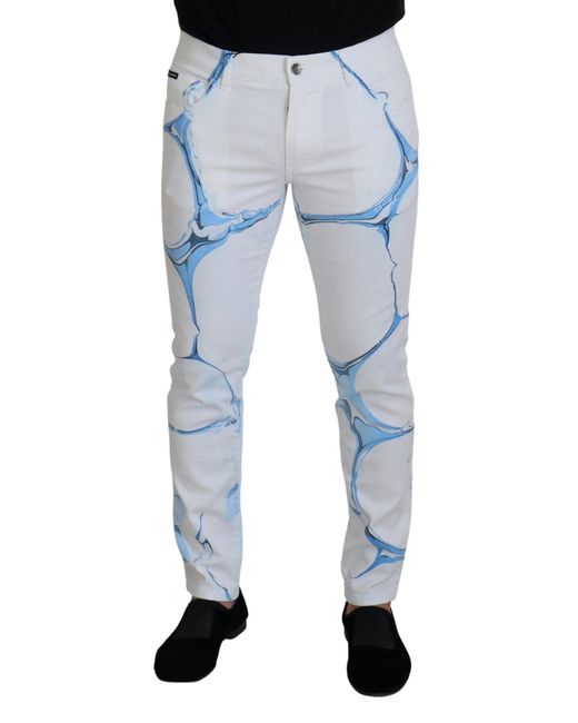 Dolce & Gabbana Blue Printed Slimfit Jeans for men