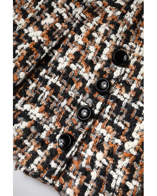 Dolce & Gabbana Black Tweed High Waist Tartan Mini Skirt