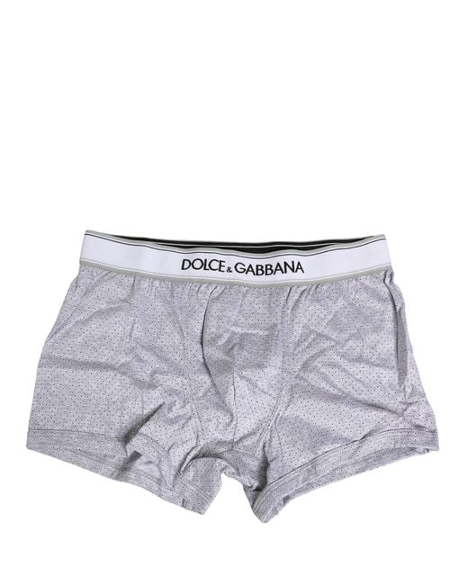 Dolce & Gabbana Gray Logo Cotton Regular Boxer Underwear Clothing for men