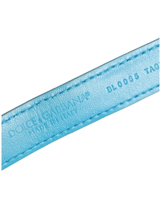 Dolce & Gabbana Blue Turquoise Texture Leather Gold Buckle Belt Strap Bracelet