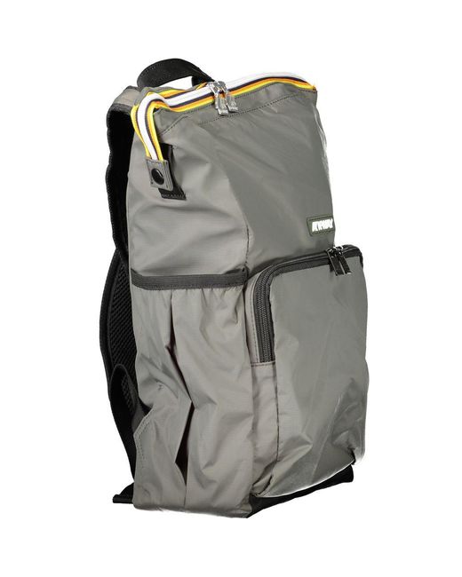 K-Way Gray Green Polyamide Men Backpack for men