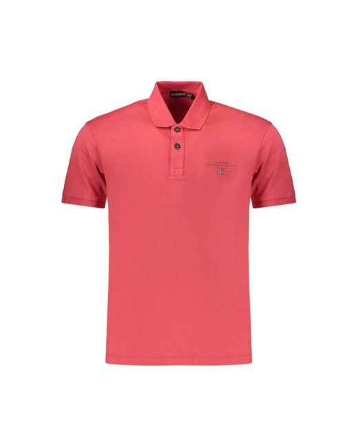Napapijri Pink Rosso Cotton Men's Polo for men