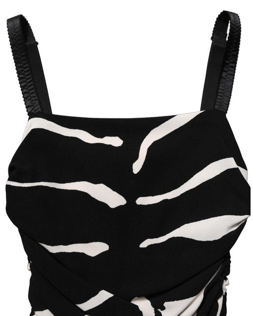 Dolce & Gabbana Black White Zebra Cady Calf Length Dress