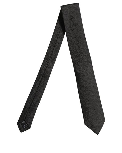 Dolce & Gabbana Men Black Silk Geometric Adjustable Tied Necktie Tie for men