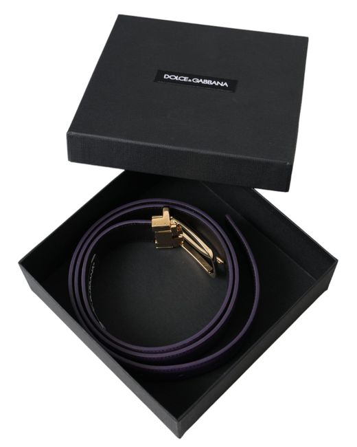 Dolce & Gabbana Purple Leather Metal Buckle Belt for men