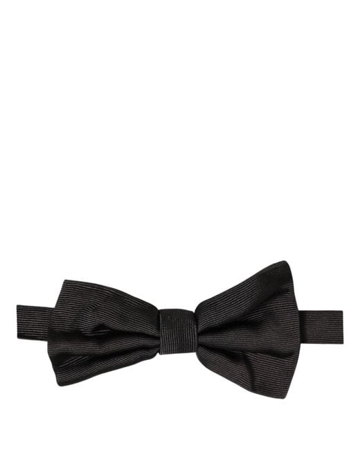 Dolce & Gabbana Men Black 100% Silk Adjustable Neck Papillon Bow Tie for men