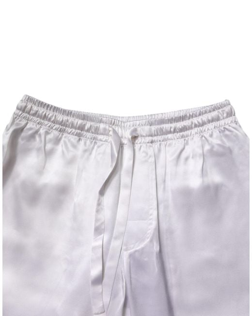 Dolce & Gabbana White Satin Silk Pajama Set Sleepwear for men