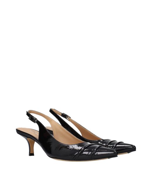Maison Margiela Black Leather Mid Heel Pumps