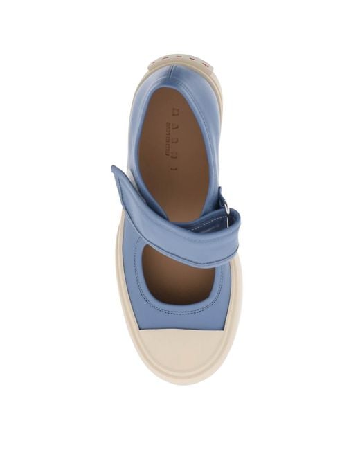 Marni Blue Pablo Mary Jane Nappa Leather Sneakers