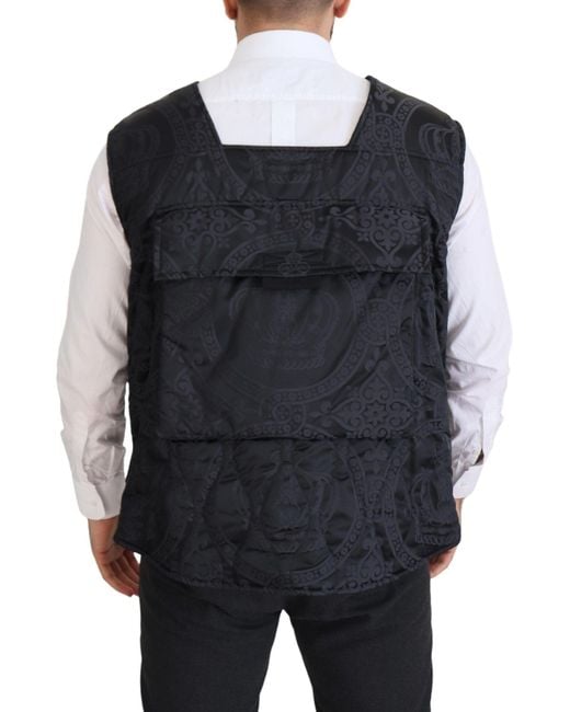 Dolce & Gabbana Blue Elegant Sleeveless Vest Jacket for men