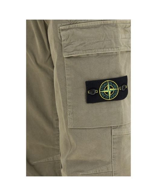 Stone Island Green Bicolor Cotton Cargo Pants for men