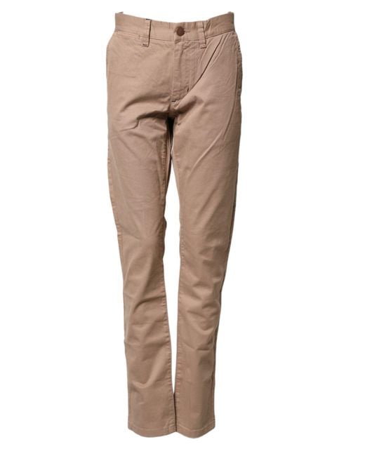 Sun 68 Natural Beige Cotton Mid Waist Straight Men Chino Trouser Pants for men