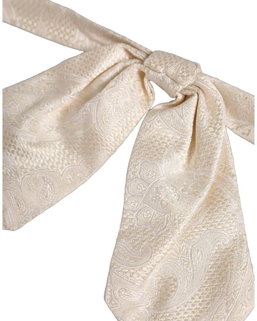 Dolce & Gabbana Natural Men Ivory Paisley Silk Adjustable Neck Papillon Bow Tie for men