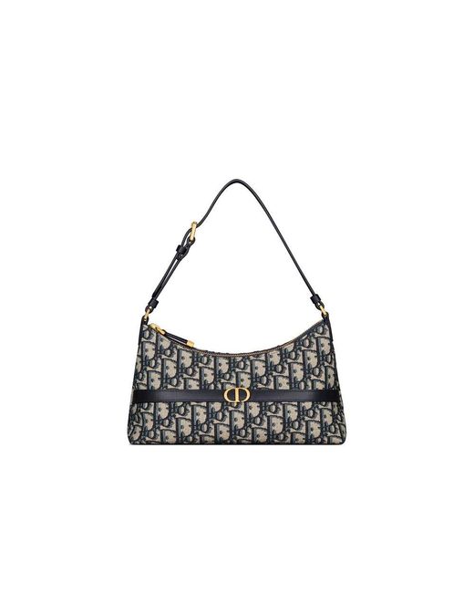 Dior Black Blue Cotton Shoulder Bag