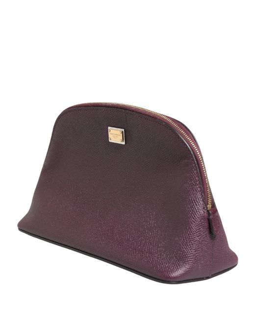 Dolce & Gabbana Purple Dark Leather Dg Logo Zip Around Hand Purse Wallet