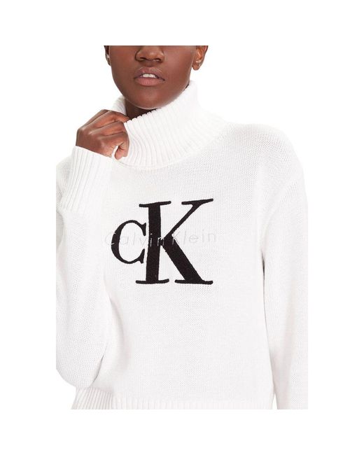 Calvin Klein White Cotton Turtleneck