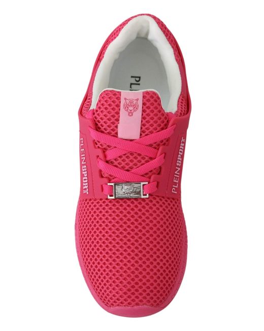Philipp Plein Red Fuxia Beetroot Polyester Runner Becky Sneakers Shoes