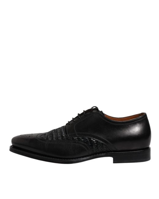 Dolce & Gabbana Black Leather Derby Wingtip Lace Up Formal Dress Shoes for men