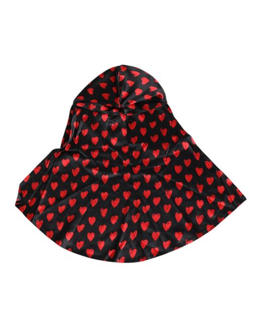 Dolce & Gabbana Black Red Hearts Polyester Hat for men