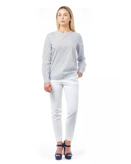 Bagutta Gray White Cotton Blouse
