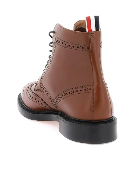 Thom Browne Brown Wingtip Ankle Boots With Brogue Details for men