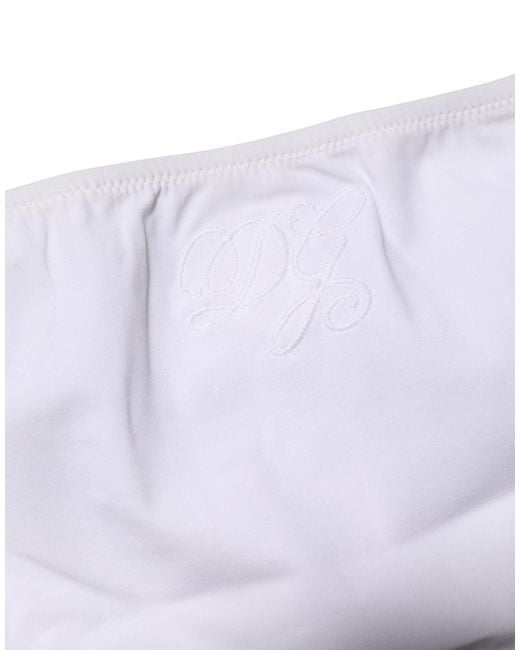 Dolce & Gabbana White Nylon Stretch Mid Waist Brief Panty Underwear