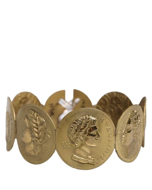 Dolce & Gabbana Brown Gold Tone Brass Coin Metal Waist Cintura Belt