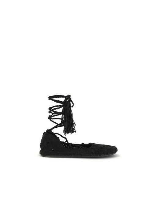 Alanui Black Recycled Polyester Ballet Flats