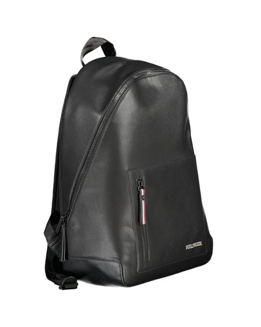 Tommy Hilfiger Gray Black Polyurethane Men's Backpack for men