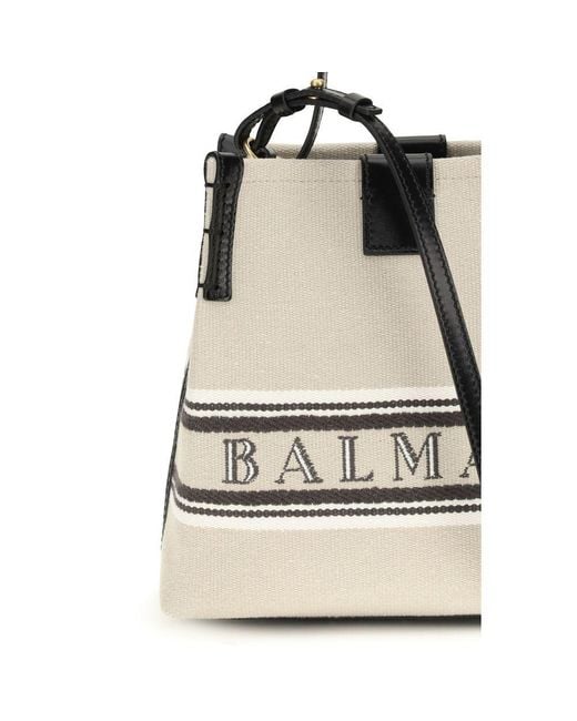 Balmain White Beige Cotton Shoulder Bag