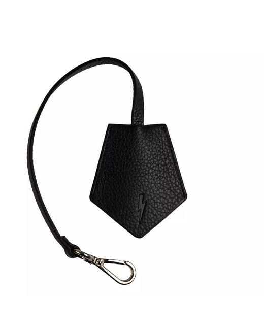 Neil Barrett Black Leather Keychain for men