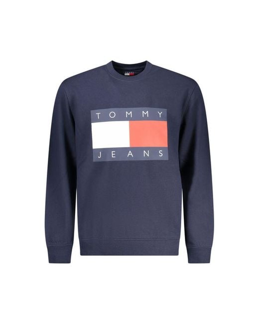 Tommy Hilfiger Blue Crewneck Sweatshirt With Iconic Flag Logo for men