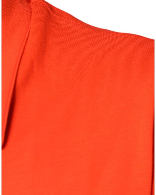 Dolce & Gabbana Red Orange Cotton Button Down Casual Polo Shirt for men