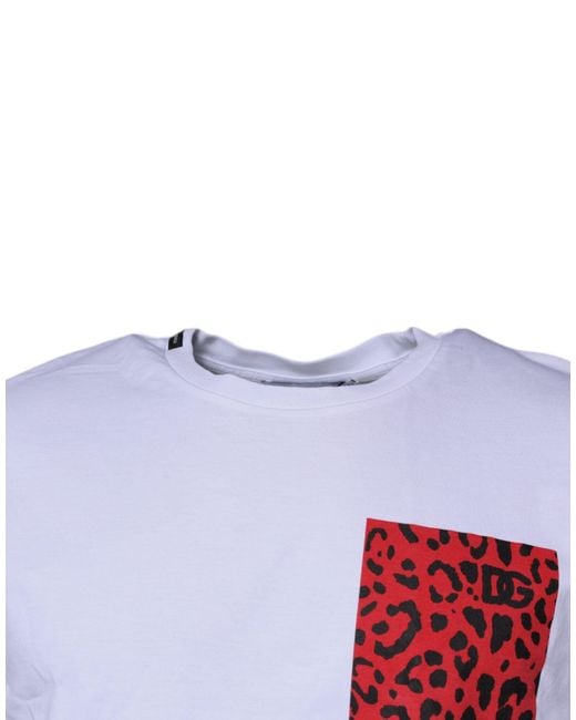Dolce & Gabbana White Leopard Pocket Tshirt for men