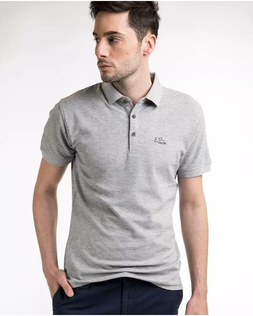 Yes Zee Sophisticated Gray Cotton Polo For Men for men