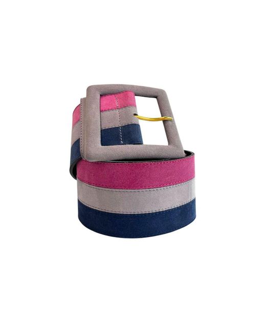Borbonese Blue Multicolor Genuine Leather Belt