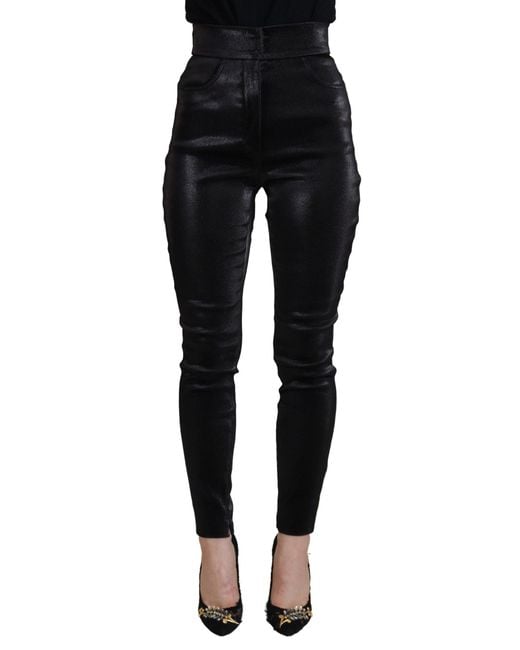 Dolce & Gabbana Black Metallic Trousers Pan73101
