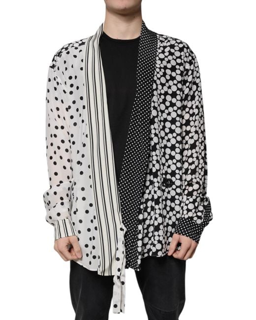 Dolce & Gabbana Black Polka Dots Silk Casual Shirt for men