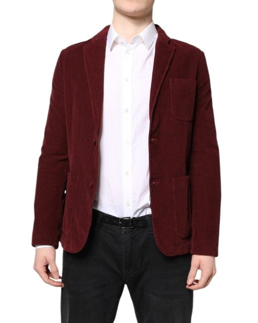 Gianfranco Ferré Purple Maroon Corduroy Regular Fit Men Coat Blazer Jacket for men
